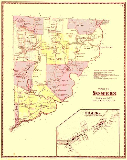 19th century map of Somers, Collection of Somers Historical Society - Click to see enlarged image