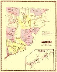 19th century map of Somers, Collection of Somers Historical Society - Click to see enlarged image